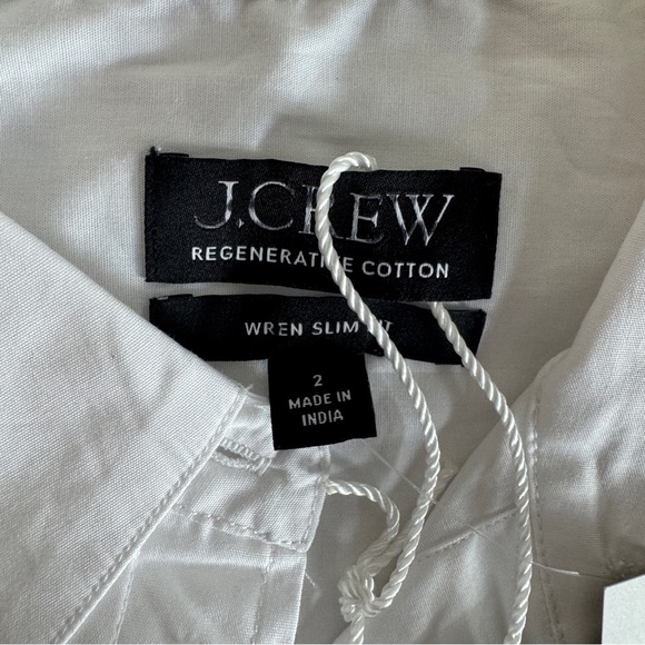 J Crew White Wren Slim Shirt Stretch Cotton Poplin Button Up Collar Women Size 2 - Picture 12 of 15